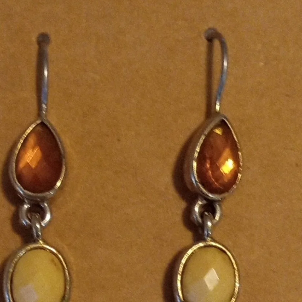 Elegant Amber and Cream Drop Earrings
